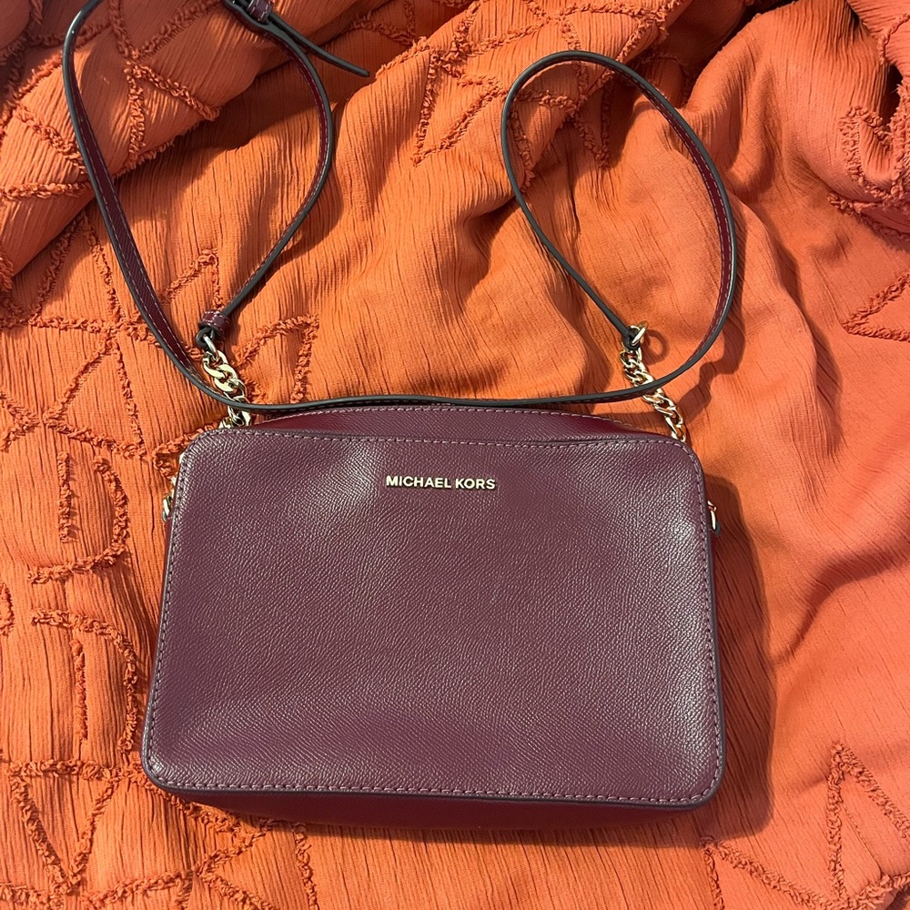 Michael Kors Brown and Purple Crossbody Bag with Adjustable Strap